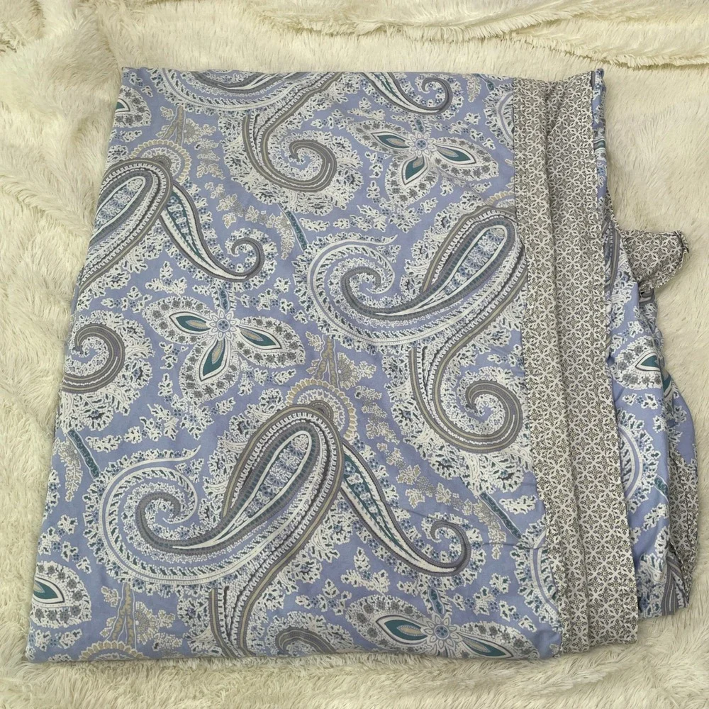 Echo‎ Duvet Cover Full Queen Blue Very Good Paisley Reversible 100% Cotton